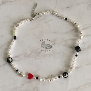 Handmade Faux Pearl with Charms Necklace – Vintage Inspired Y2K Jewelry